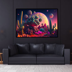 Psy Cacti Cactus Garden UV Reactive Wall Hanging | Spiritual Wall Hanging | Visionary Psychedelic Art | UV Ink Blacklight Psychedelic Tapestry