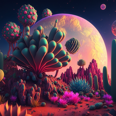 Psy Cacti Cactus Garden UV Reactive Wall Hanging | Spiritual Wall Hanging | Visionary Psychedelic Art | UV Ink Blacklight Psychedelic Tapestry