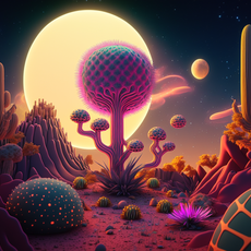 Psy Cacti Cactus Garden UV Reactive Wall Hanging | Spiritual Wall Hanging | Visionary Psychedelic Art | UV Ink Blacklight Psychedelic Tapestry