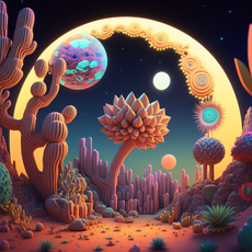 Psy Cacti Cactus Garden UV Reactive Wall Hanging | Spiritual Wall Hanging | Visionary Psychedelic Art | UV Ink Blacklight Psychedelic Tapestry