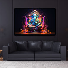 Psy Ganesh UV Reactive Wall Hanging | Shamanic Wall Hanging | Visionary Psychedelic Art | UV Ink Blacklight Psychedelic Tapestry