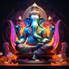 Psy Ganesh UV Reactive Wall Hanging | Shamanic Wall Hanging | Visionary Psychedelic Art | UV Ink Blacklight Psychedelic Tapestry