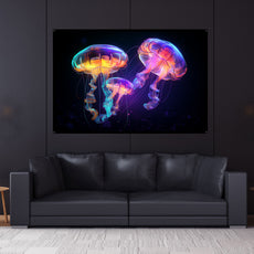 Psy Jelly Fish UV Reactive Wall Hanging | Shamanic Wall Hanging | Visionary Psychedelic Art | UV Ink Blacklight Psychedelic Tapestry