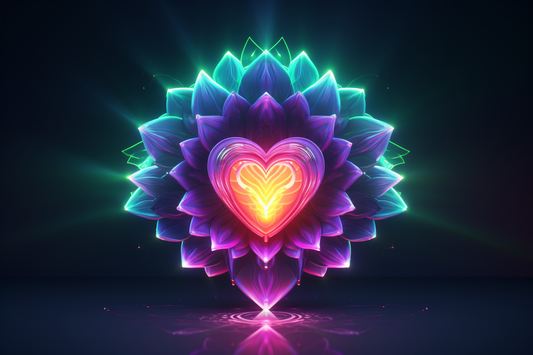 Heart Chakra UV Reactive Wall Hanging | Spiritual Wall Hanging | Visionary Psychedelic Art | UV Ink Blacklight Psychedelic Tapestry