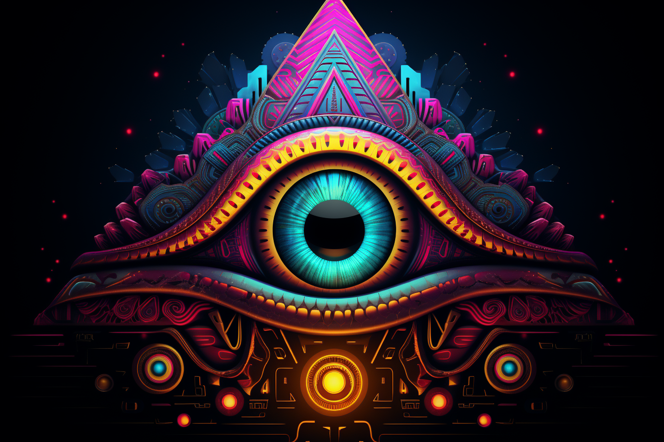 Third Eye Chakra UV Reactive Wall Hanging | Spiritual Wall Hanging | Visionary Psychedelic Art | UV Ink Blacklight Psychedelic Tapestry