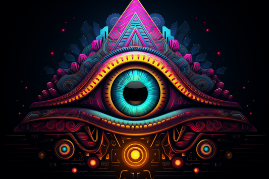 Third Eye Chakra UV Reactive Wall Hanging | Spiritual Wall Hanging | Visionary Psychedelic Art | UV Ink Blacklight Psychedelic Tapestry