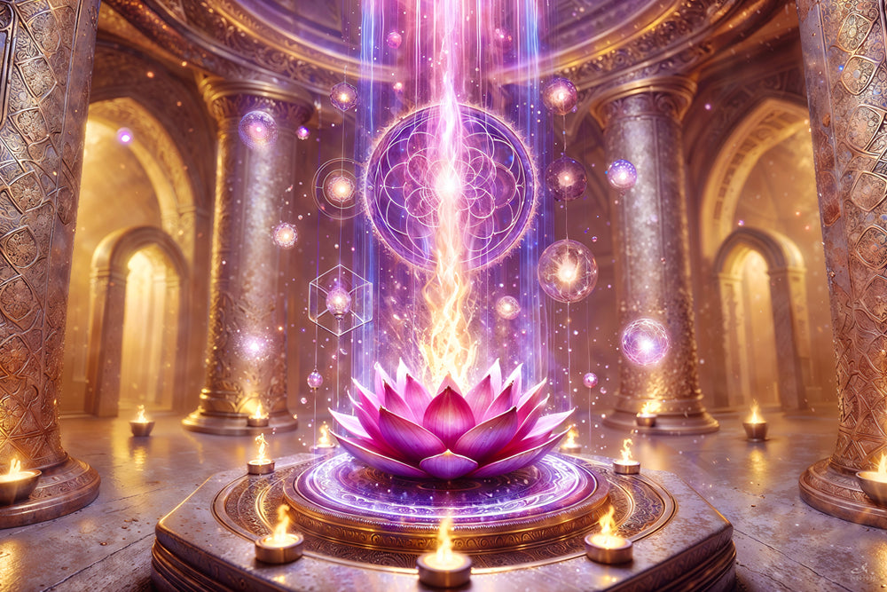 Violet Flame Lotus Temple | Galactic Visionary Artwork