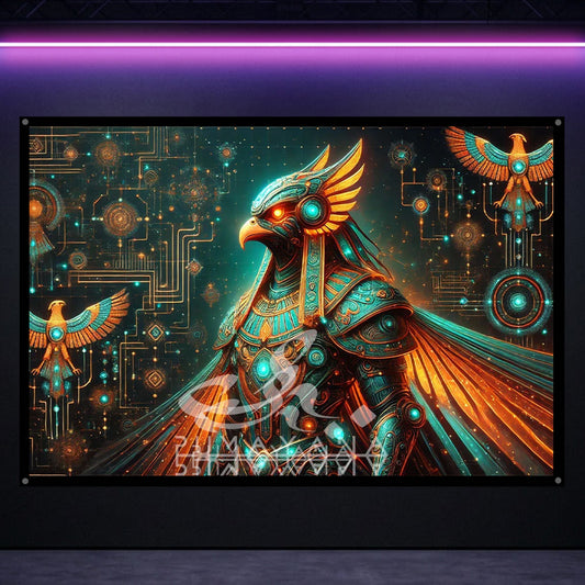 Egyptian Horus God Tapestry: UV Reactive Glowing Wall Hanging