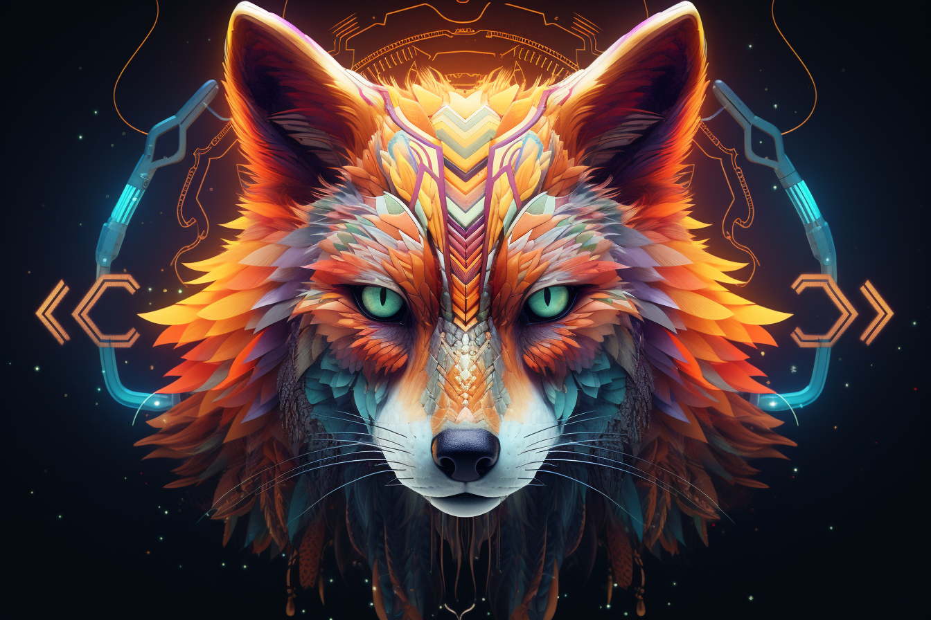 Psy Fox UV Reactive Wall Hanging | Shamanic Wall Hanging | Visionary Psychedelic Art | UV Ink Blacklight Psychedelic Tapestry