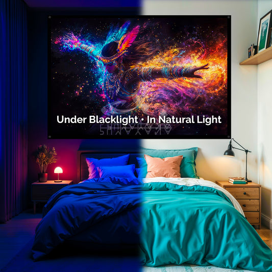 Tantra Shaman Dancer Tapestry: UV Reactive Glowing Wall Hanging