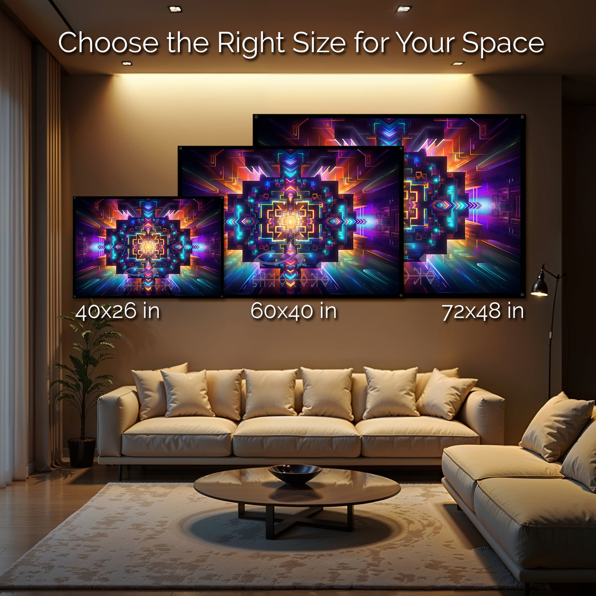 Visionary Pattern Blacklight Tapestry: UV Reactive Glowing Wall Hangin ...