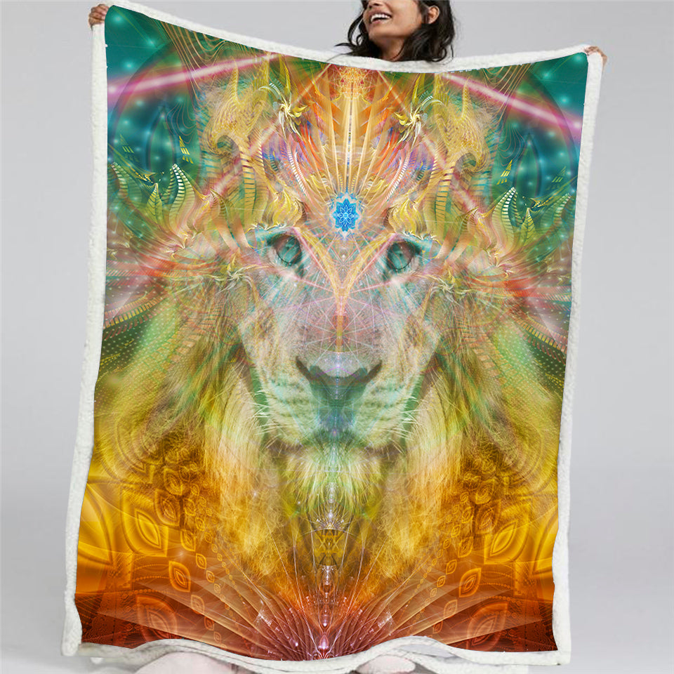 Lion sherpa fleece Blanket 