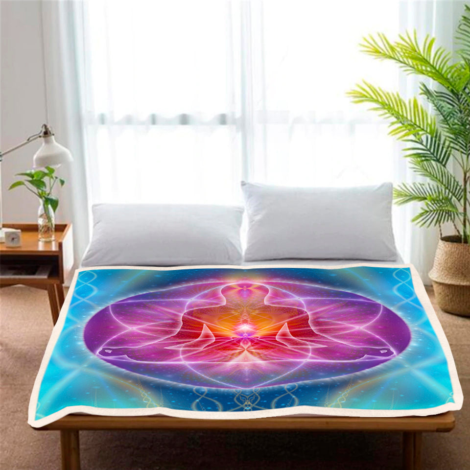 Violet Flame Ascension Sherpa Fleece Blanket | Cozy Throw Blanket