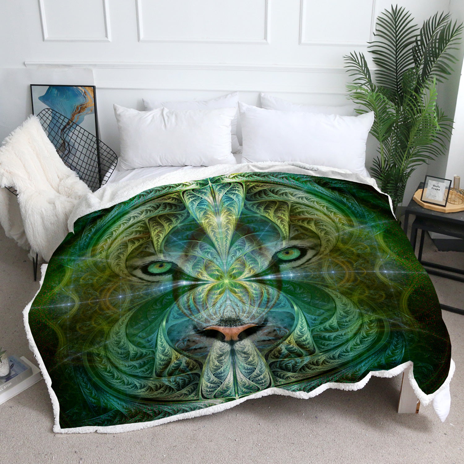 White Tiger Throw Blanket 