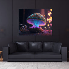 Magic Mushroon Wall Hanging | Shamanic Tapestry | Visionary Psychedelic Art | UV Ink Blacklight Psychedelic Tapestry
