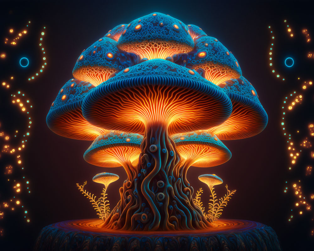 Magic Mushroon Wall Hanging | Shamanic Tapestry | Visionary Psychedelic Art | UV Ink Blacklight Psychedelic Tapestry